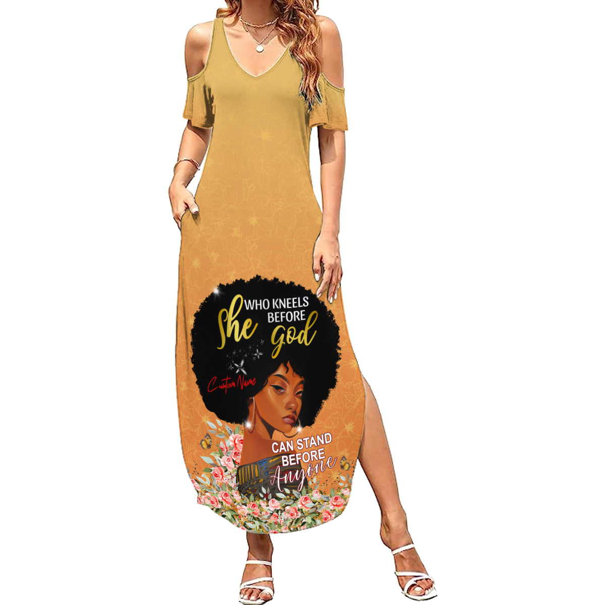 Personalized African Black Women Summer Maxi Dress She Who Kneels Before God