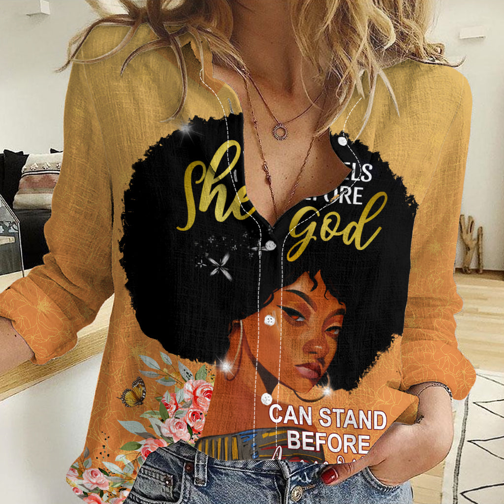 Personalized African Black Women Women Casual Shirt She Who Kneels Before God