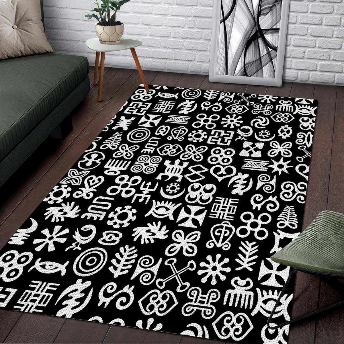 Mix Adinkra Area Rug Black Pattern - Wonder Print Shop