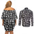 Mix Adinkra Couples Matching Off Shoulder Short Dress and Long Sleeve Button Shirt Black Pattern - Wonder Print Shop