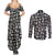 Mix Adinkra Couples Matching Summer Maxi Dress and Long Sleeve Button Shirt Black Pattern - Wonder Print Shop