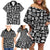 Mix Adinkra Family Matching Off Shoulder Short Dress and Hawaiian Shirt Black Pattern - Wonder Print Shop