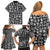 Mix Adinkra Family Matching Off Shoulder Short Dress and Hawaiian Shirt Black Pattern - Wonder Print Shop