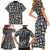 Mix Adinkra Family Matching Short Sleeve Bodycon Dress and Hawaiian Shirt Black Pattern - Wonder Print Shop