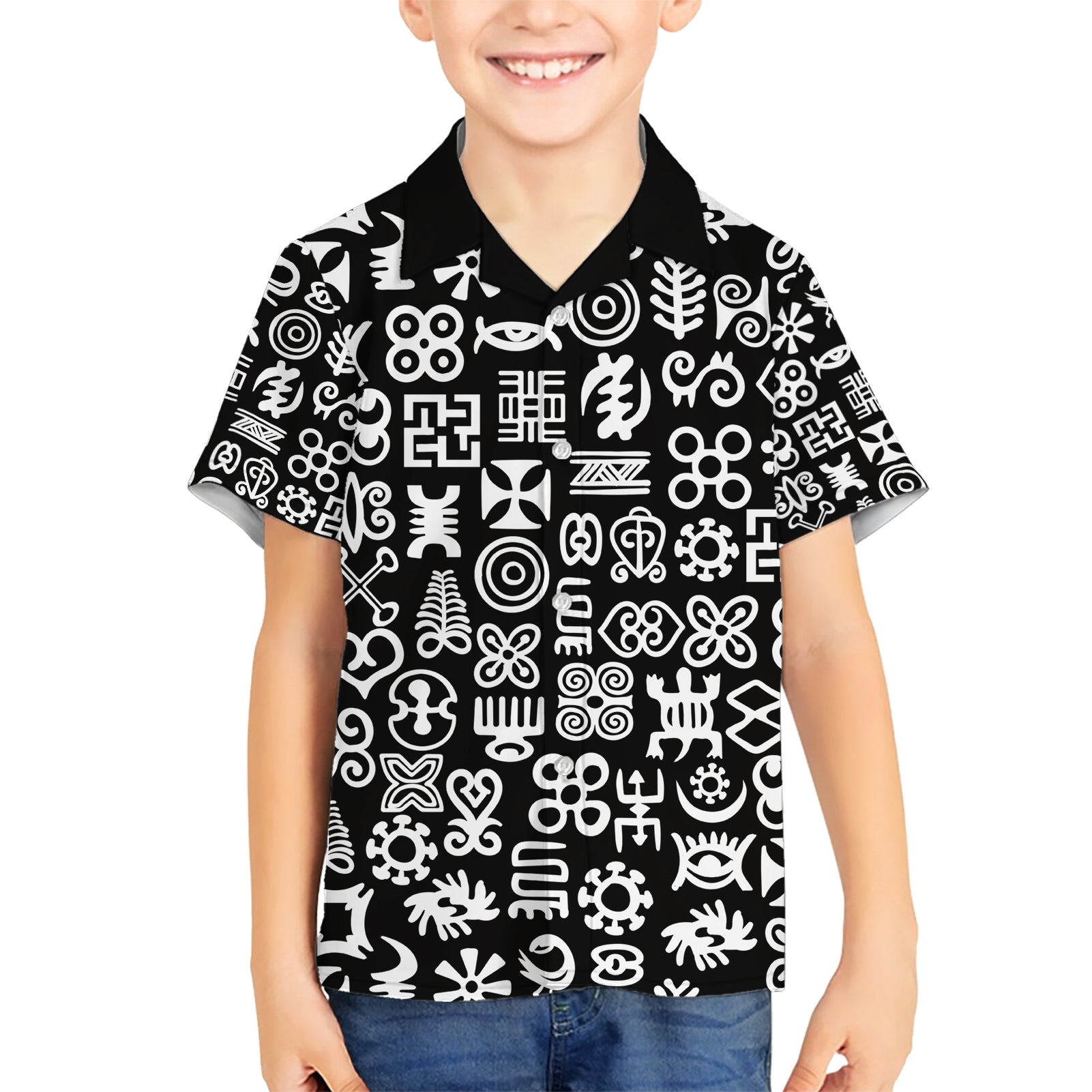 Mix Adinkra Kid Hawaiian Shirt Black Pattern - Wonder Print Shop