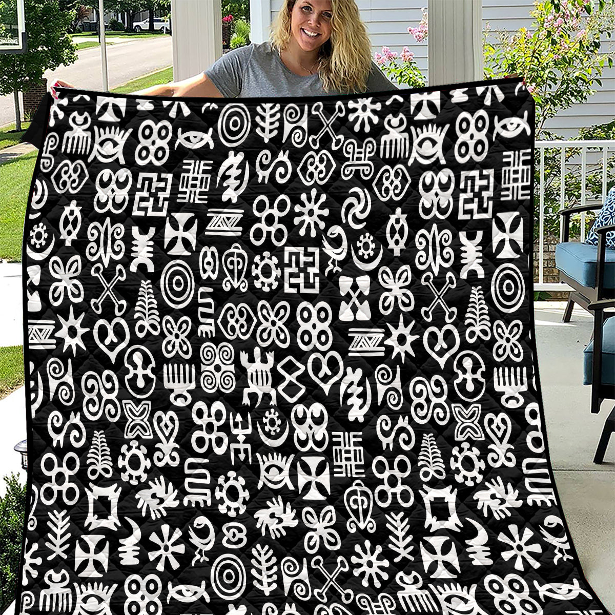 Mix Adinkra Quilt Black Pattern