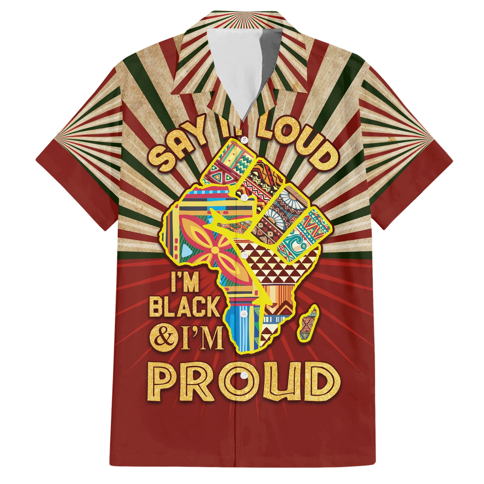 I'm Black and I'm Proud African Hawaiian Shirt Hand Up Africa Map Art - Wonder Print Shop