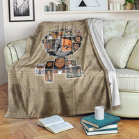 Huey Freeman beige blanket with African American portrait collage centerpiece