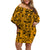 Culture Adinkra Family Matching Off Shoulder Short Dress and Hawaiian Shirt West African Yellow Art - Wonder Print Shop