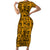 Culture Adinkra Family Matching Short Sleeve Bodycon Dress and Hawaiian Shirt West African Yellow Art - Wonder Print Shop