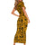 Culture Adinkra Family Matching Short Sleeve Bodycon Dress and Hawaiian Shirt West African Yellow Art - Wonder Print Shop