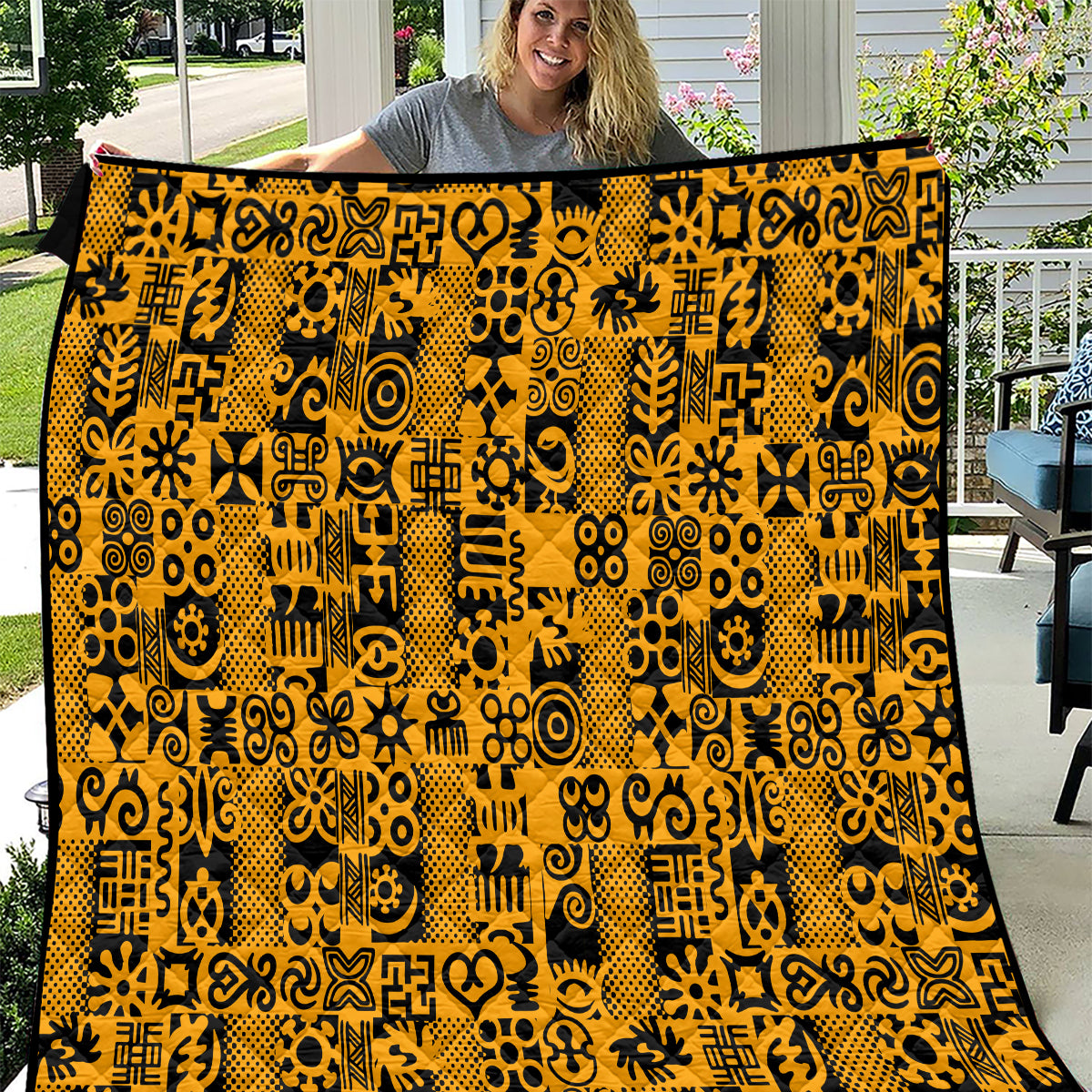 Culture Adinkra Quilt West African Yellow Art