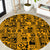 Culture Adinkra Round Carpet West African Yellow Art