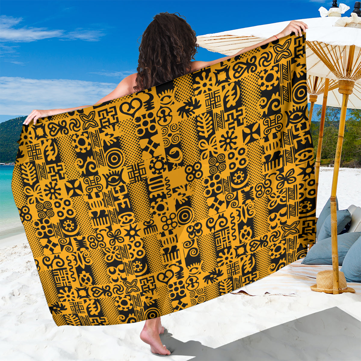 Culture Adinkra Sarong West African Yellow Art - Wonder Print Shop