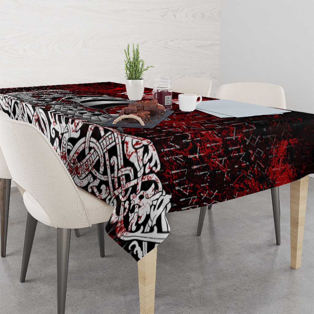 Blood Flows to Valhalla Tablecloth Viking Longship Nordic Knotwork - Dark Mythology