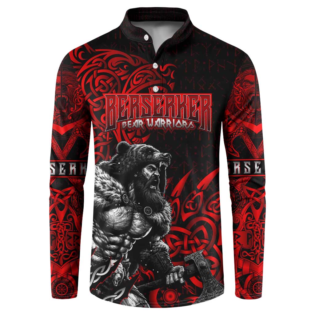 Berserker Bear Warrior Viking Button Sweatshirt Tribal Strength and Runic Blood