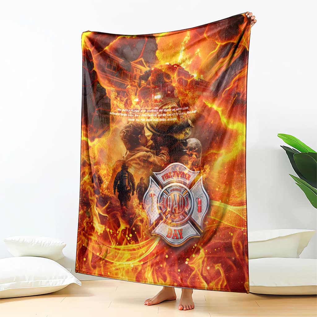 Firefighter Fathers Day Blanket Dad By Name - Firefighter By Heart
