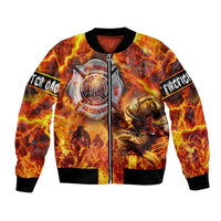 Firefighter Fathers Day Bomber Jacket Dad By Name - Firefighter By Heart