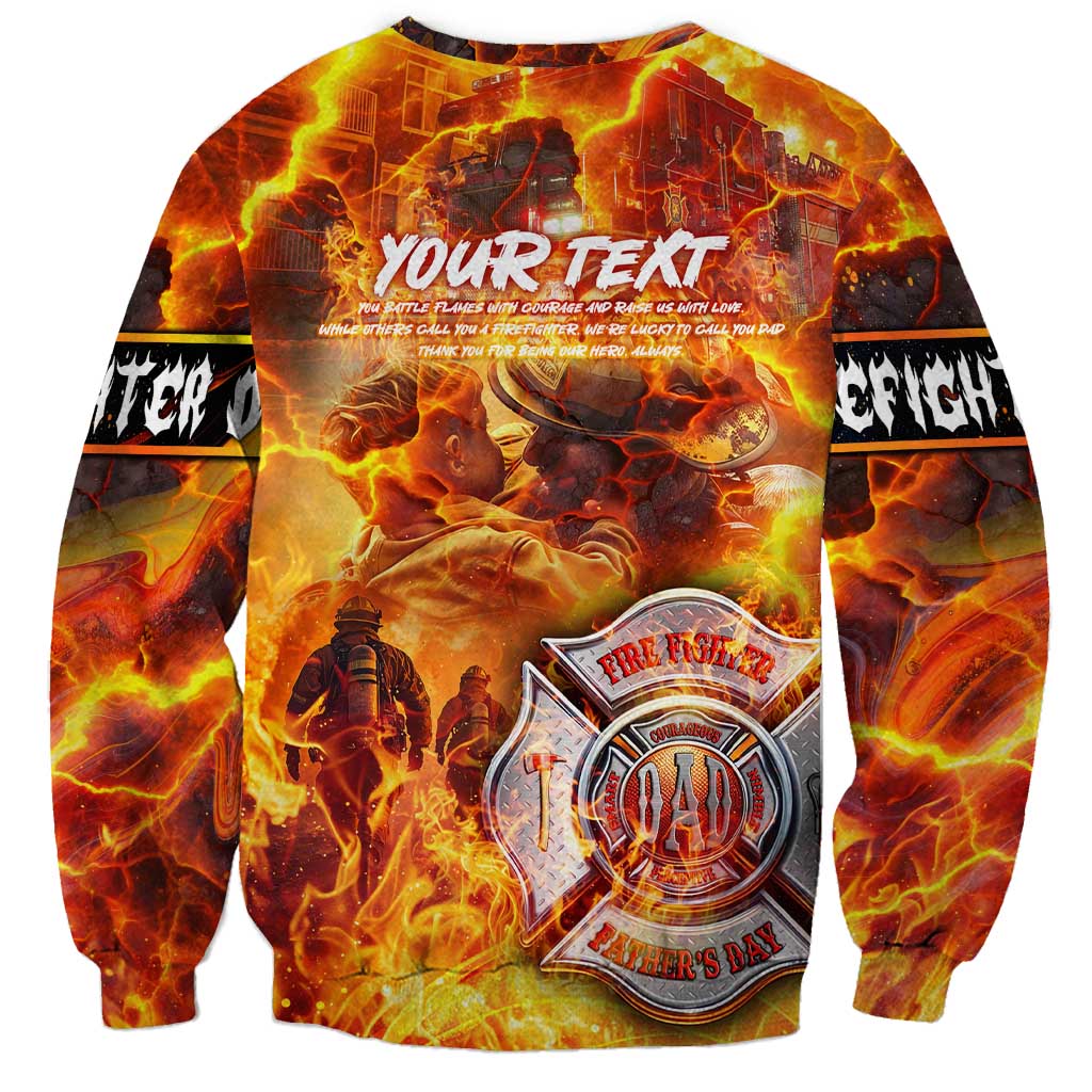 Firefighter Fathers Day Sweatshirt Dad By Name - Firefighter By Heart