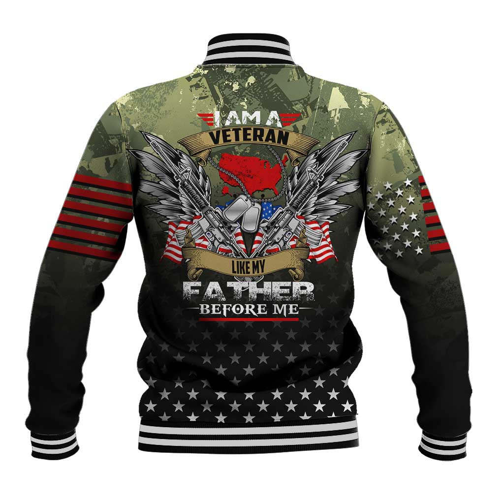 Veteran Dad Baseball Jacket I Am a Veteran Like My Father Before Me