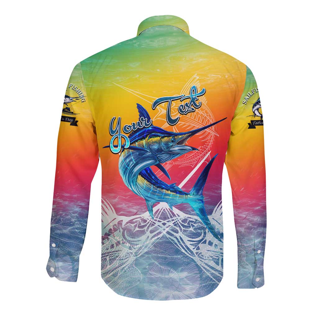 Fishing Dad Long Sleeve Button Shirt Fast Sharp and Strong Like a Sailfish