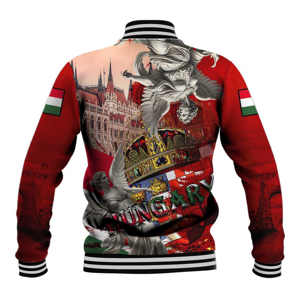 Hungary Baseball Jacket Crowned with History Guarded by Angels