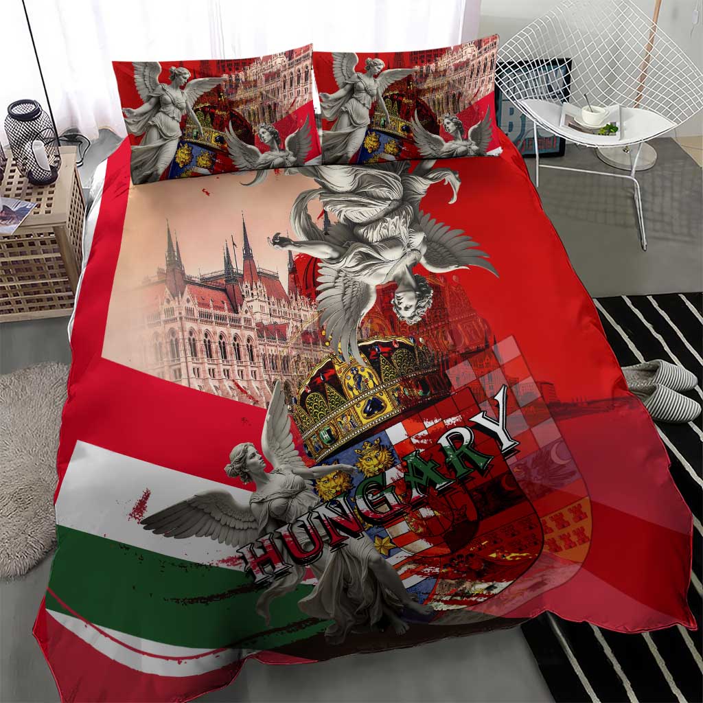 Hungary Bedding Set Crowned with History Guarded by Angels