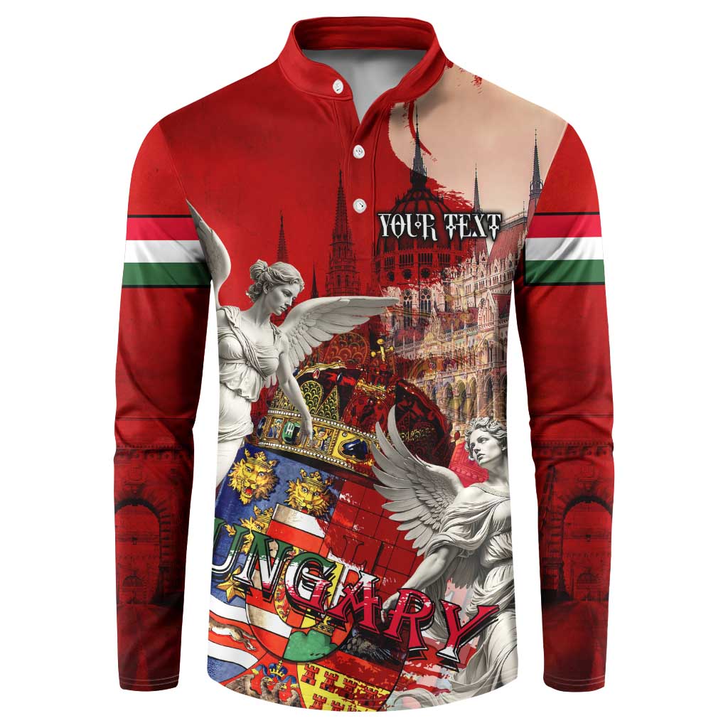 Hungary Button Sweatshirt Crowned with History Guarded by Angels