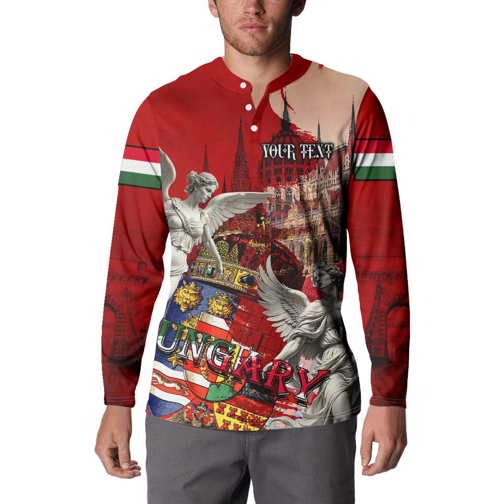 Hungary Button Sweatshirt Crowned with History Guarded by Angels
