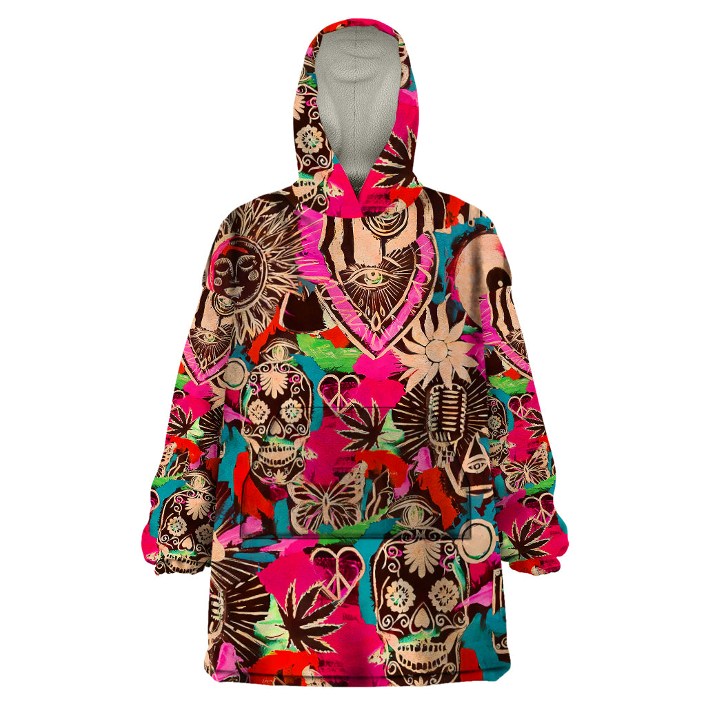 Festival Memories Skull Wearable Blanket Hoodie - Wonder Print Shop