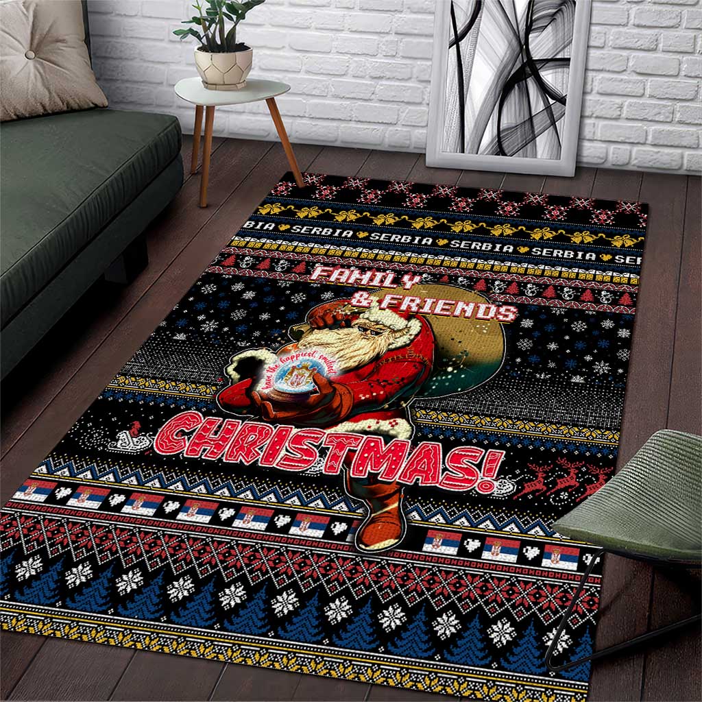 Serbia Area Rug Merry Christmas Family and Friends - Wonder Print Shop