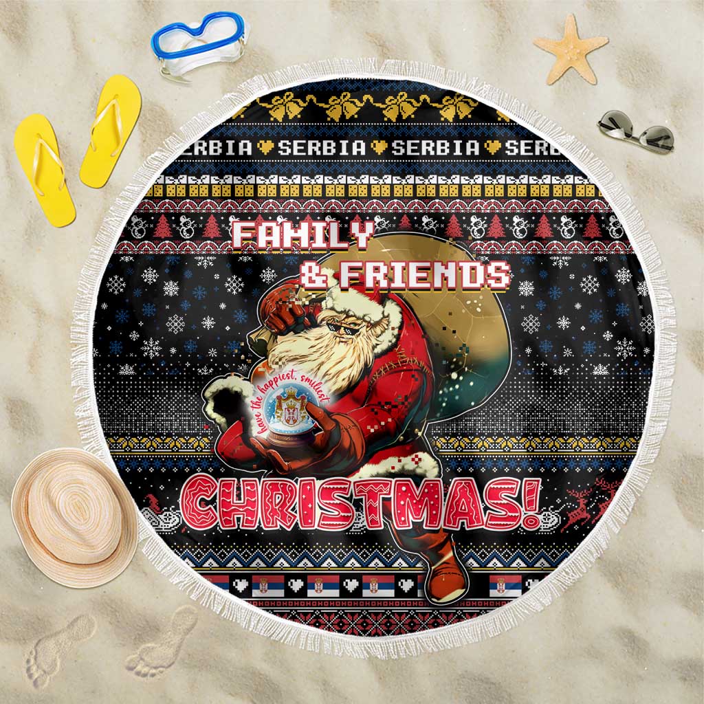 Serbia Beach Blanket Merry Christmas Family and Friends - Wonder Print Shop