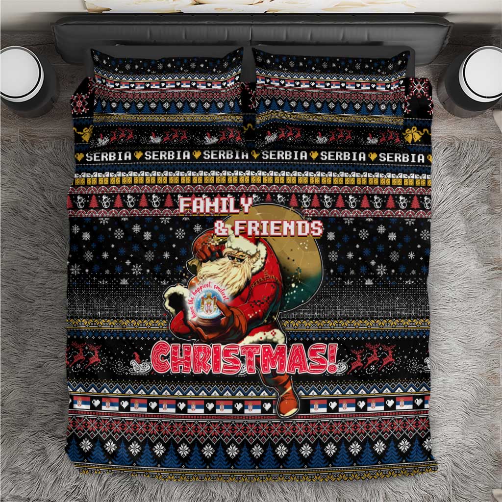 Serbia Bedding Set Merry Christmas Family and Friends - Wonder Print Shop