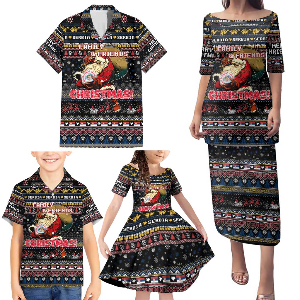 Serbia Family Matching Puletasi and Hawaiian Shirt Merry Christmas Family and Friends - Wonder Print Shop