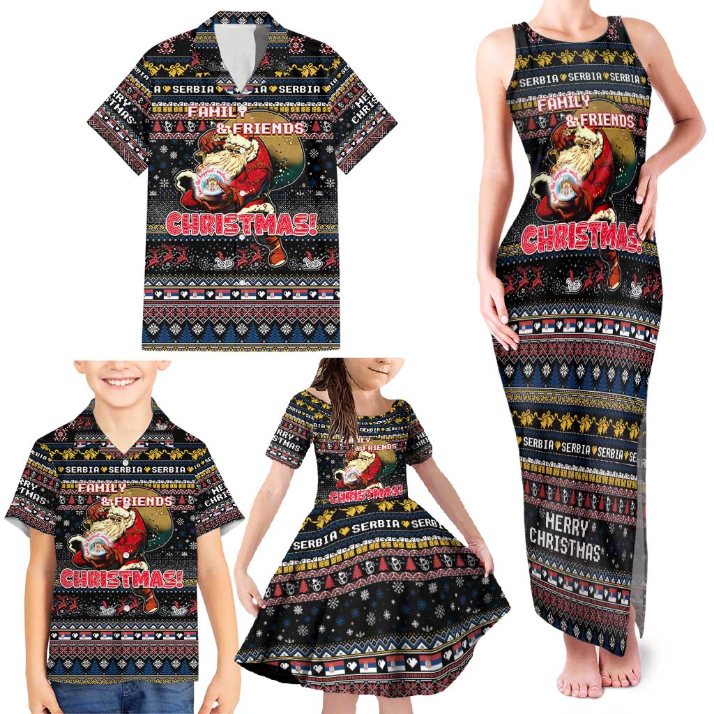 Serbia Family Matching Tank Maxi Dress and Hawaiian Shirt Merry Christmas Family and Friends - Wonder Print Shop