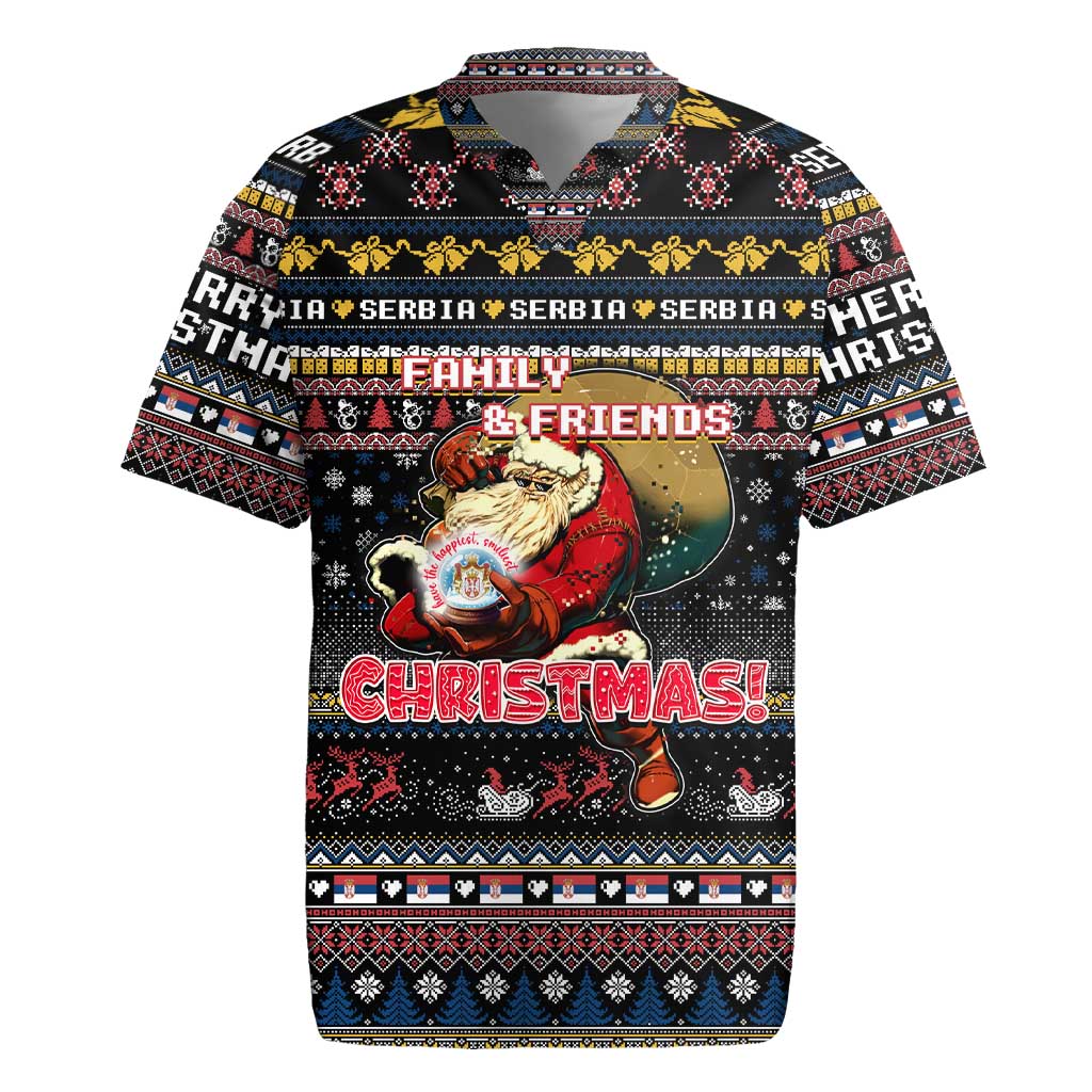 Serbia Rugby Jersey Merry Christmas Family and Friends - Wonder Print Shop