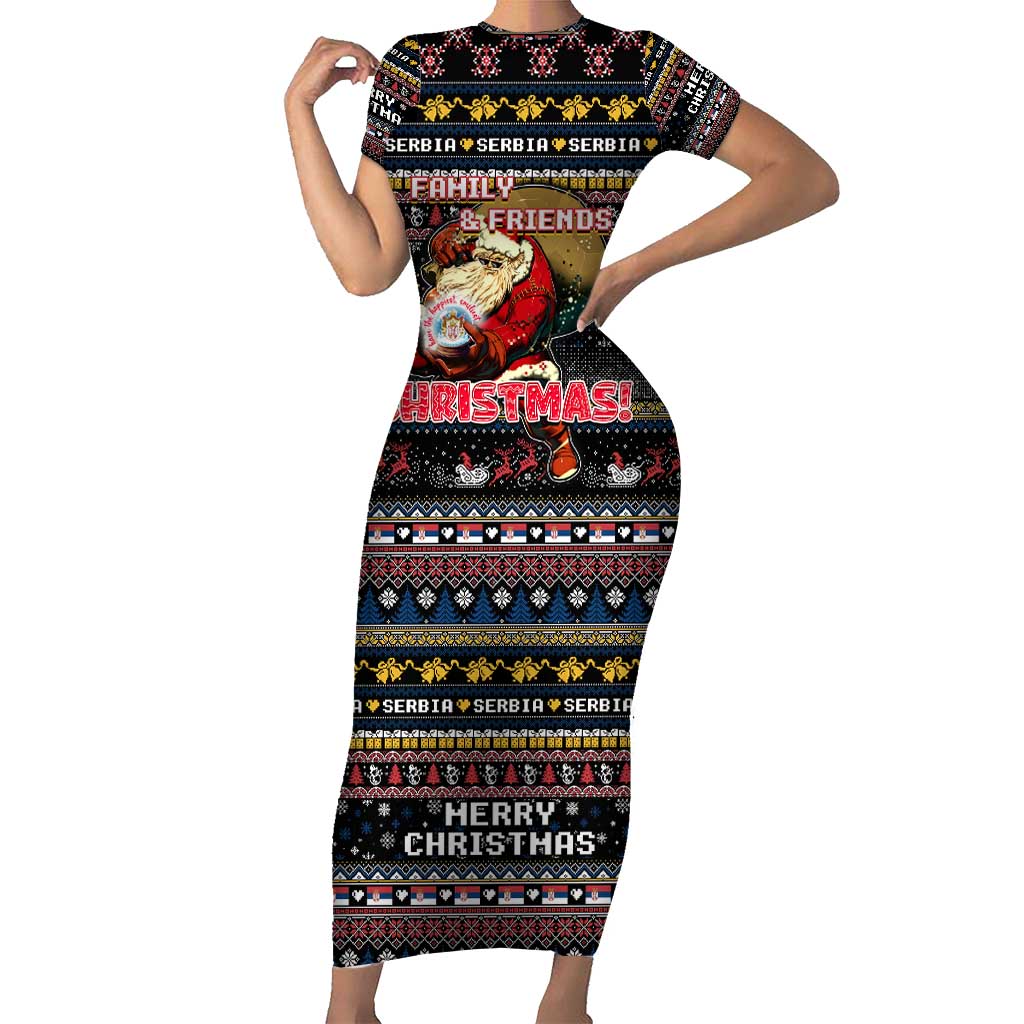 Serbia Short Sleeve Bodycon Dress Merry Christmas Family and Friends - Wonder Print Shop