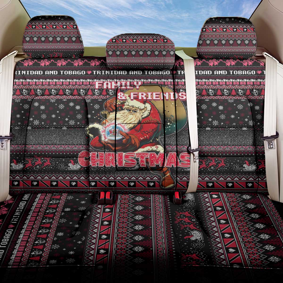 Trinidad and Tobago Back Car Seat Cover Merry Christmas Family and Friends - Wonder Print Shop