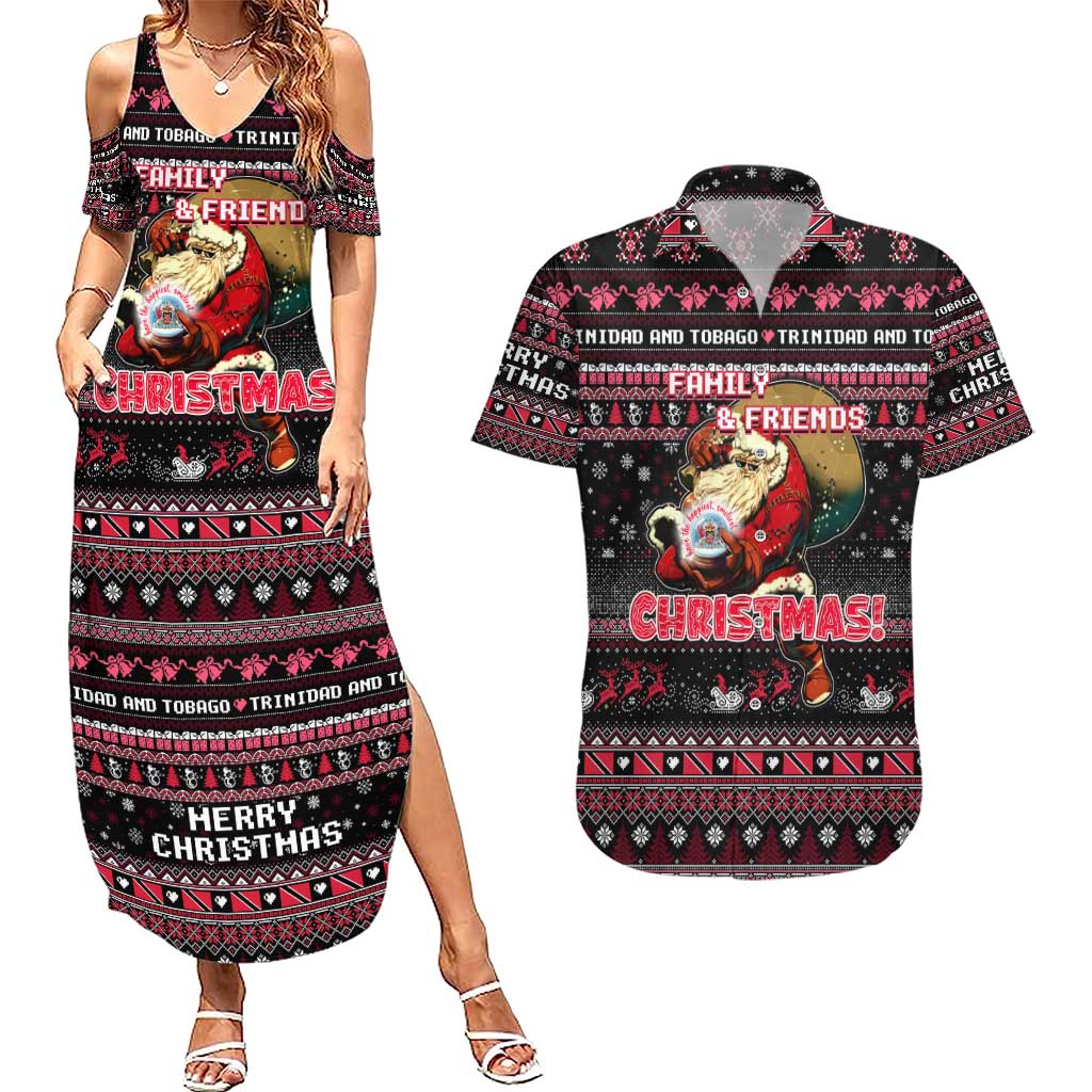 Trinidad and Tobago Couples Matching Summer Maxi Dress and Hawaiian Shirt Merry Christmas Family and Friends - Wonder Print Shop