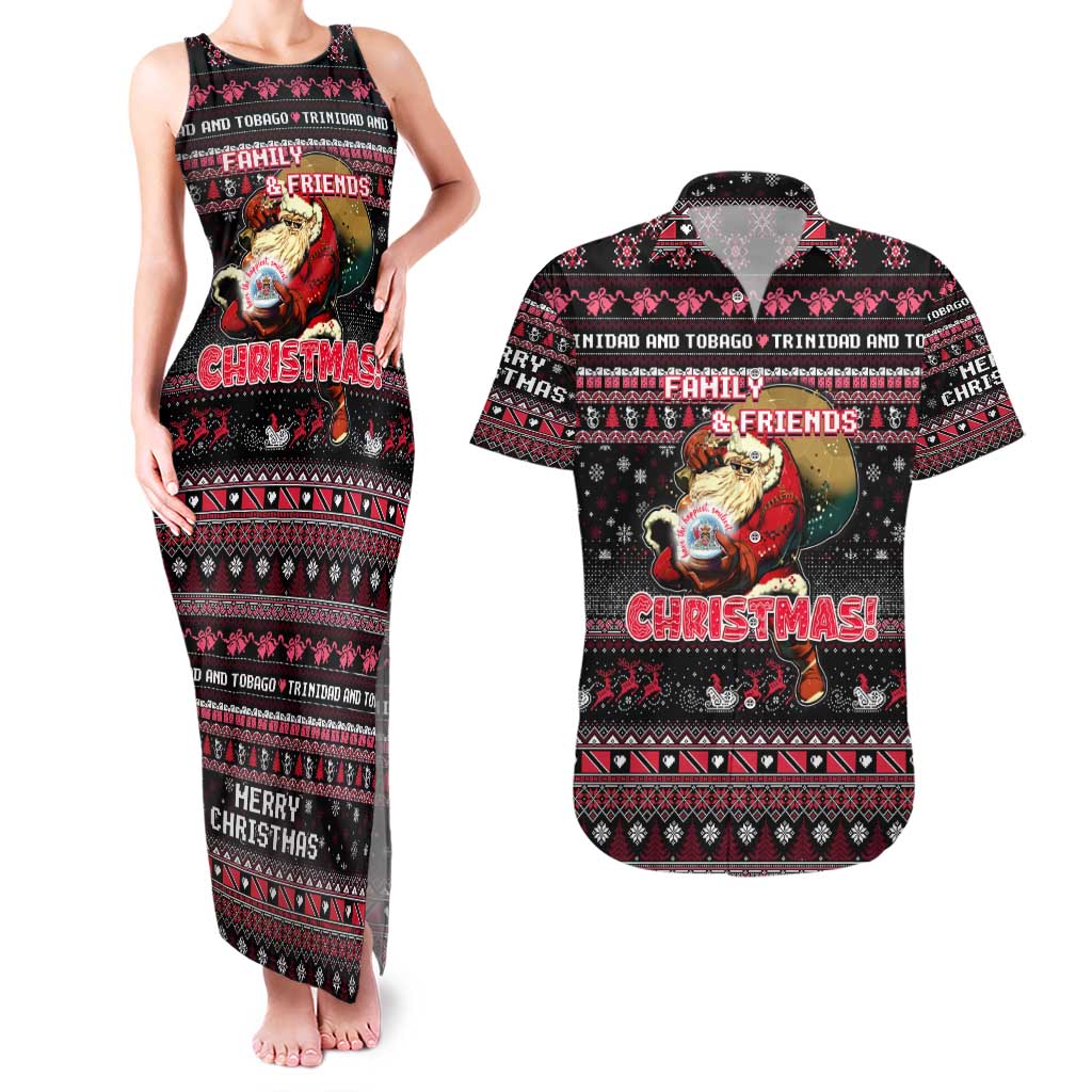 Trinidad and Tobago Couples Matching Tank Maxi Dress and Hawaiian Shirt Merry Christmas Family and Friends - Wonder Print Shop