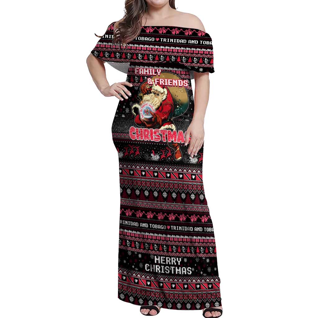 Trinidad and Tobago Off Shoulder Maxi Dress Merry Christmas Family and Friends - Wonder Print Shop