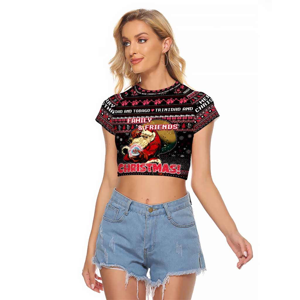 Trinidad and Tobago Raglan Cropped T Shirt Merry Christmas Family and Friends - Wonder Print Shop