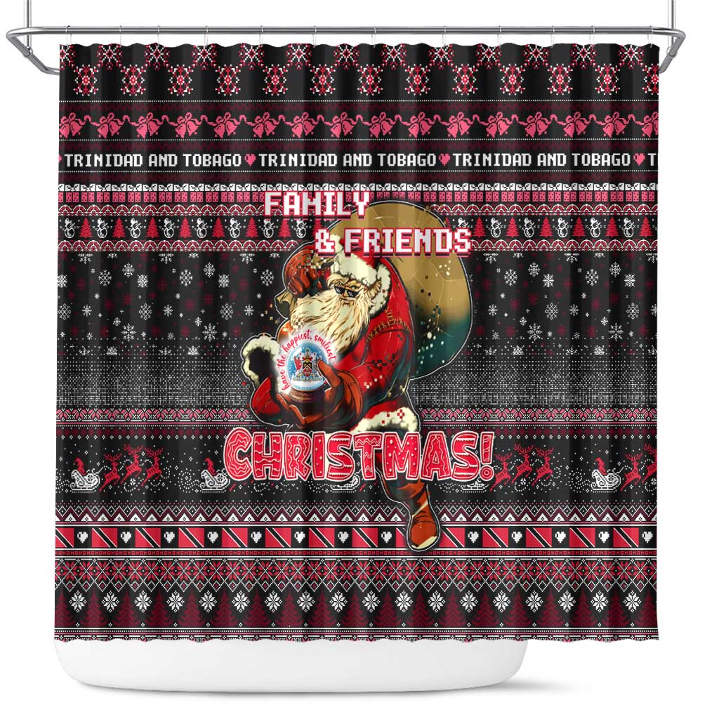 Trinidad and Tobago Shower Curtain Merry Christmas Family and Friends