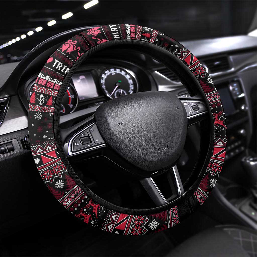 Trinidad and Tobago Steering Wheel Cover Merry Christmas Family and Friends - Wonder Print Shop