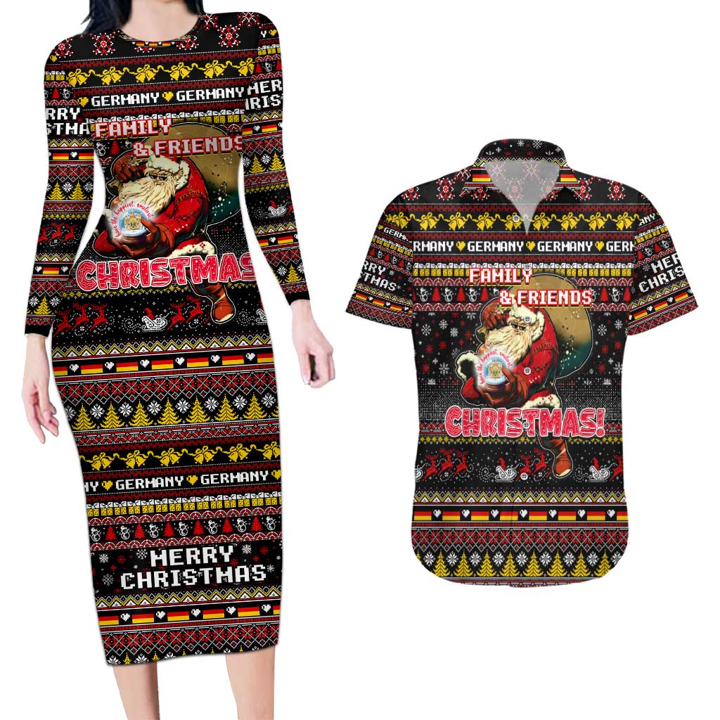 Germany Couples Matching Long Sleeve Bodycon Dress and Hawaiian Shirt Merry Christmas Family and Friends - Wonder Print Shop