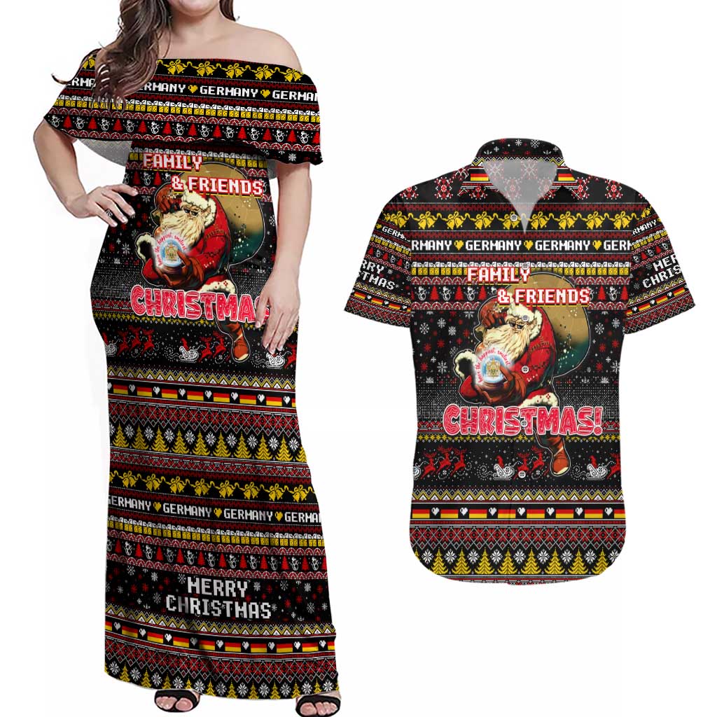 Germany Couples Matching Off Shoulder Maxi Dress and Hawaiian Shirt Merry Christmas Family and Friends - Wonder Print Shop