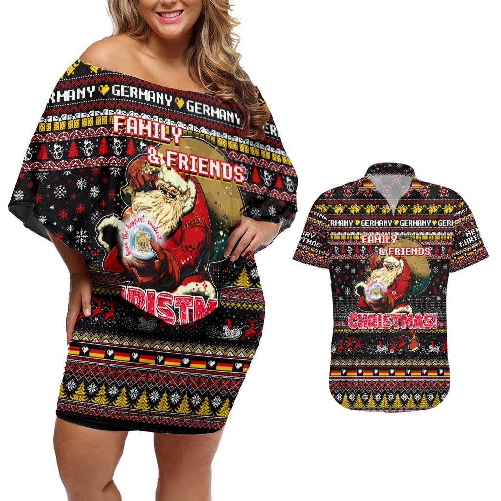 Germany Couples Matching Off Shoulder Short Dress and Hawaiian Shirt Merry Christmas Family and Friends - Wonder Print Shop