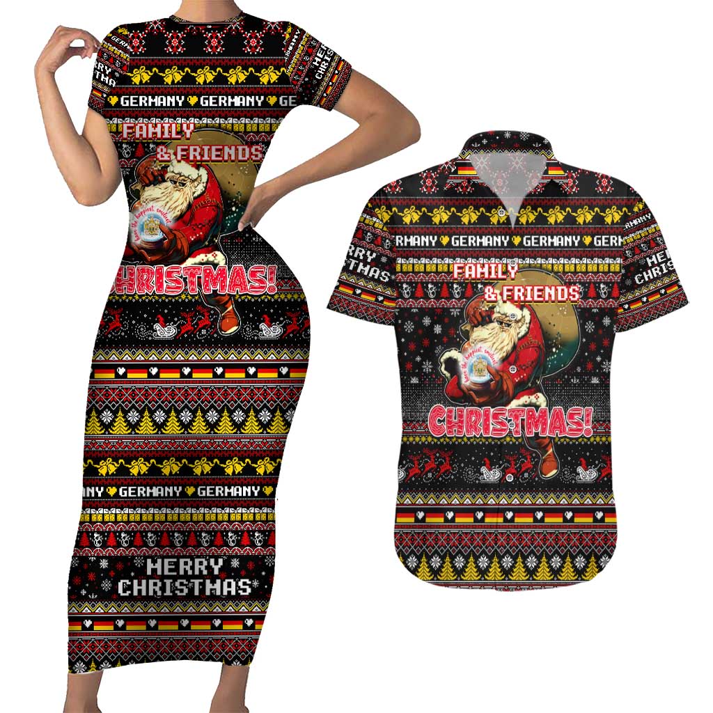 Germany Couples Matching Short Sleeve Bodycon Dress and Hawaiian Shirt Merry Christmas Family and Friends - Wonder Print Shop