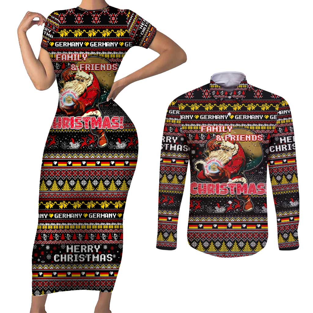 Germany Couples Matching Short Sleeve Bodycon Dress and Long Sleeve Button Shirt Merry Christmas Family and Friends - Wonder Print Shop