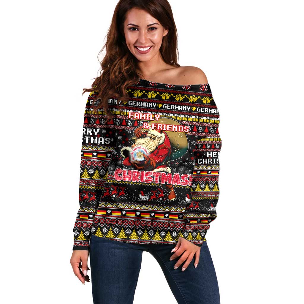 Germany Off Shoulder Sweater Merry Christmas Family and Friends - Wonder Print Shop